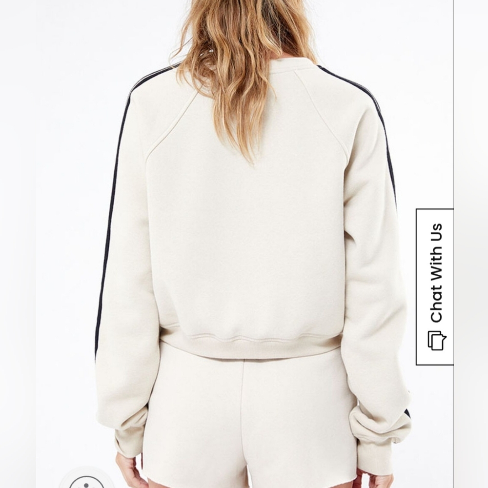 PacSun - NWT sporty‎ raglan crew neck crop sweatshirt light tan size Medium - Picture 6 of 6